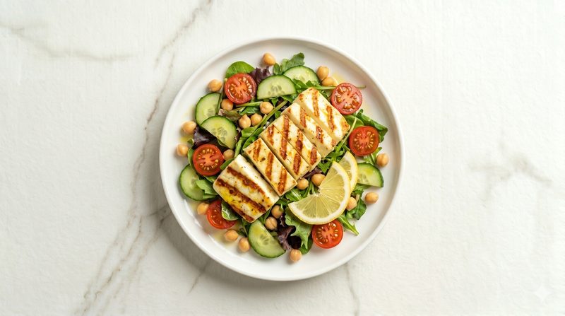 Grilled Paneer and Chickpea Salad